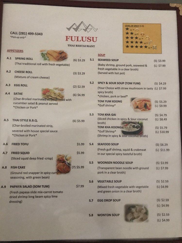 Menu at Fu Lu Su restaurant, Missouri City