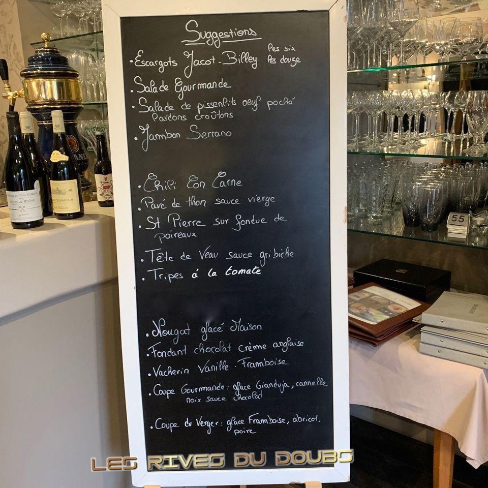 Menu au Les Rives du Doubs restaurant, Dampjoux