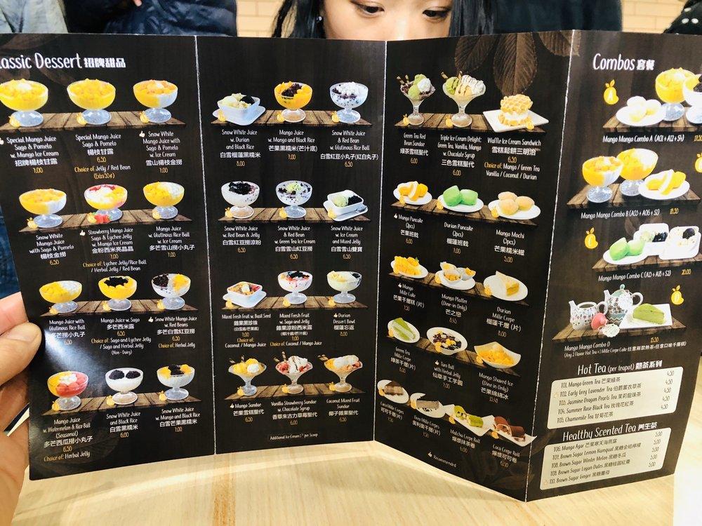 Menu at Mango Mango Desserts, Denver