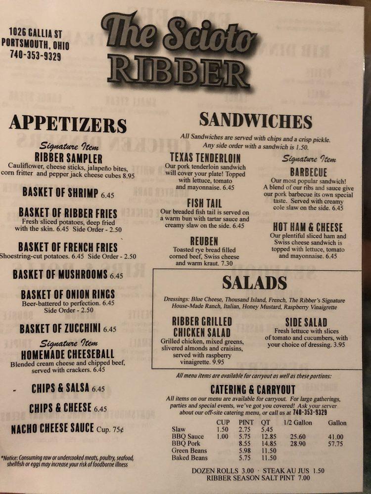 Menu at Scioto Ribber BBQ, Portsmouth