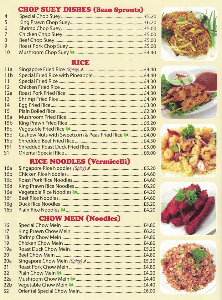 Menu at The Oriental fast food, Redhill