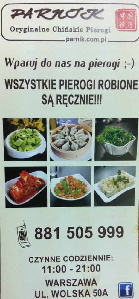 Menu at Parnik restaurant, Warsaw, Wolska 50A