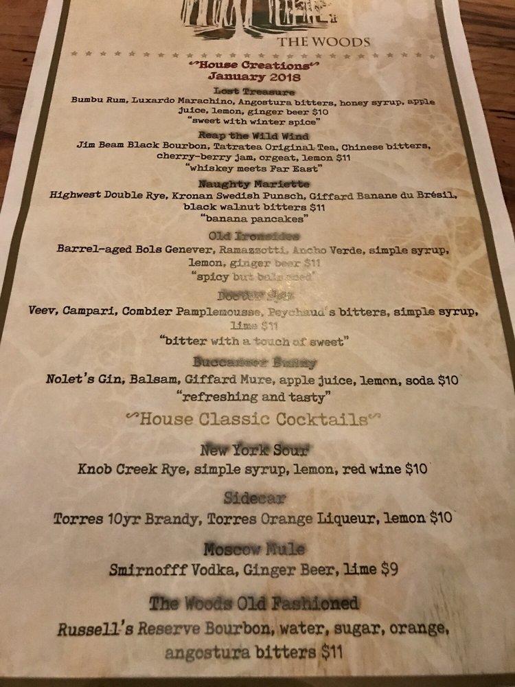 Menu at The Woods pub & bar, Orlando