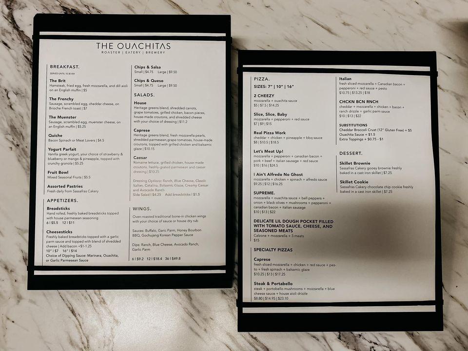 Menu at THE OUACHITAS restaurant, Mena