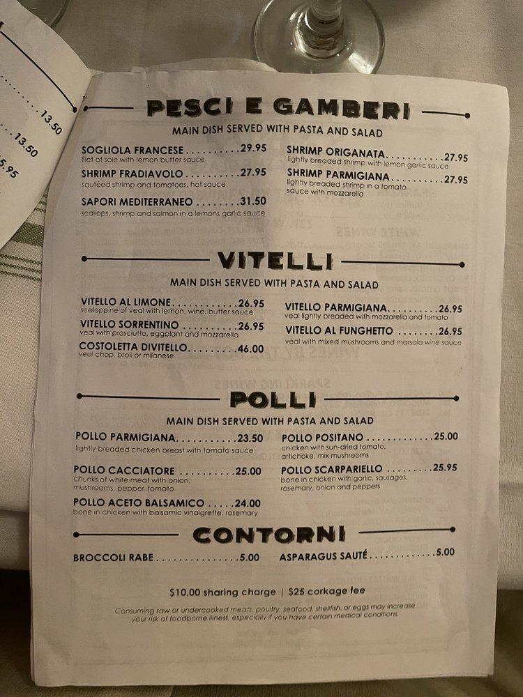 Menu At Positano Italian Restaurant Boca Raton