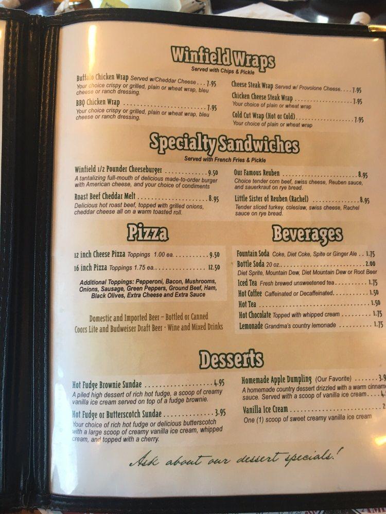 Menu at Winfield Inn pub & bar, Eldersburg