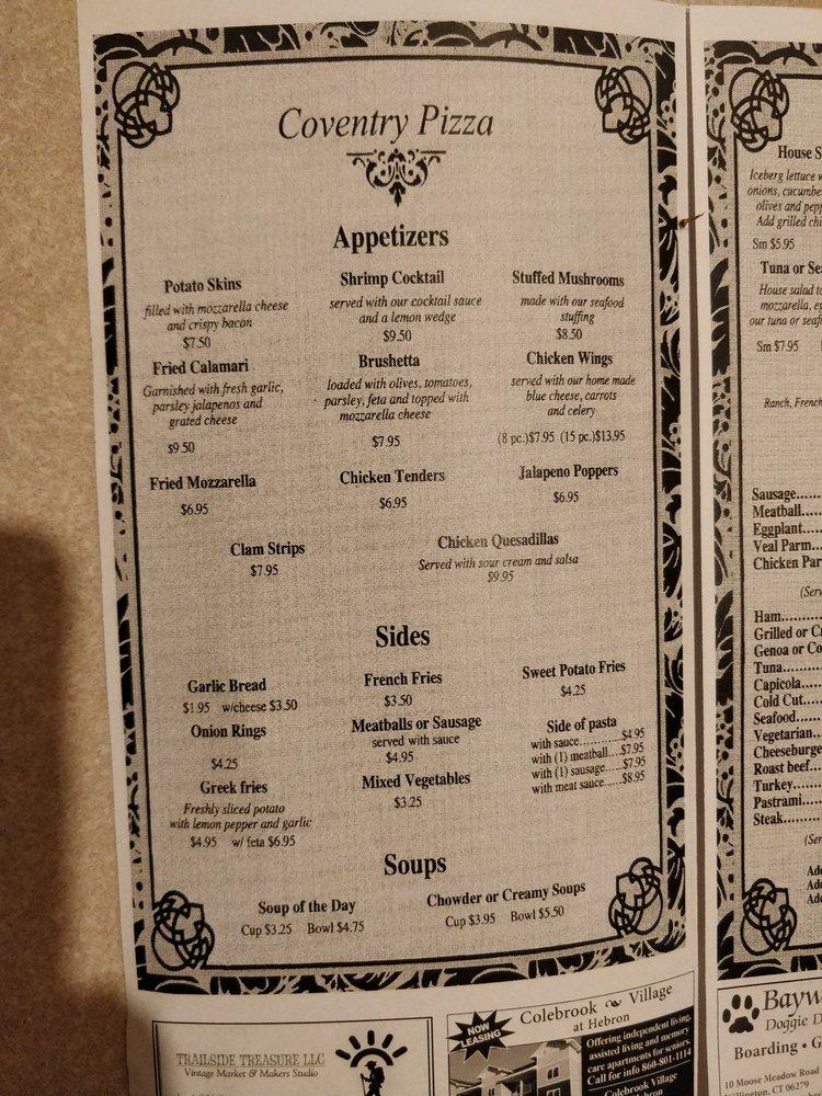 Menu at Coventry Pizza Restaurant, Coventry