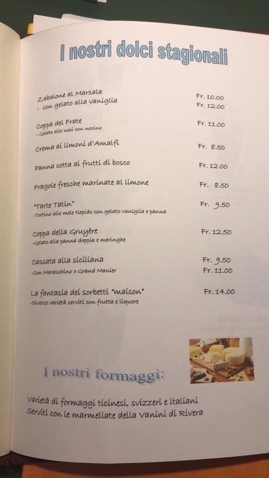 Menu at Ristorante Giardino, Curio