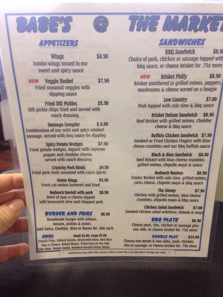Menu at Babe's Smokehouse BBQ, Garden City