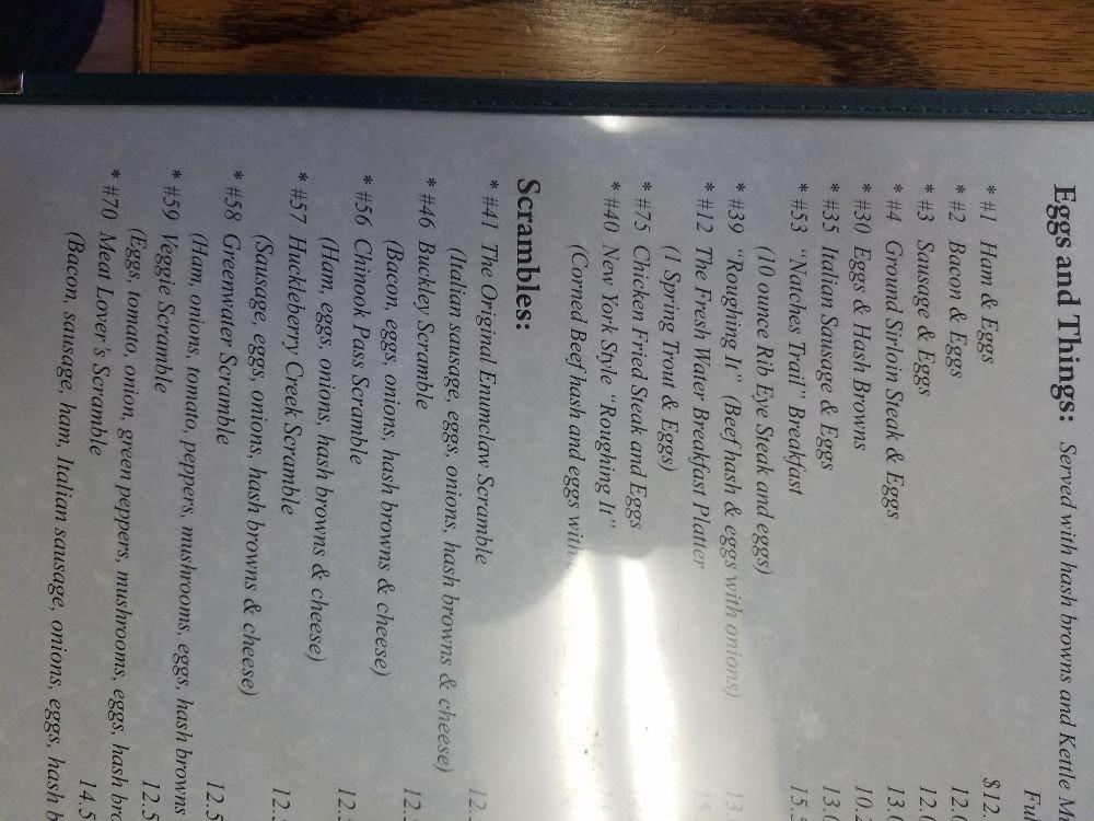 Menu at The Kettle restaurant, Enumclaw