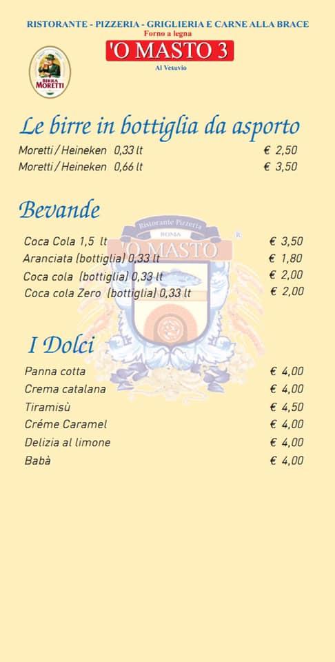 Menu de O masto 3 al Vesuvio Garbatella