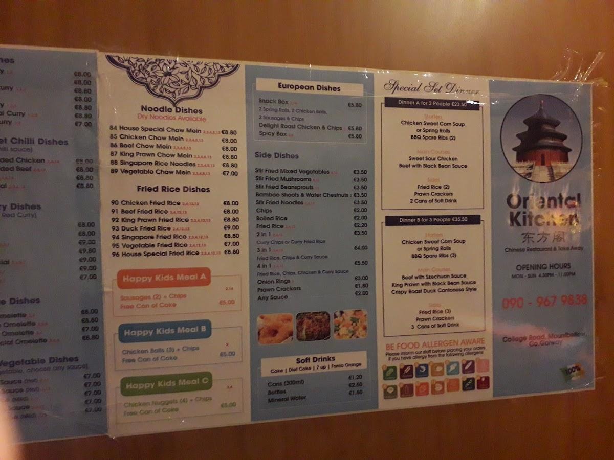 Menu at Oriental Kitchen restaurant, Mountbellew