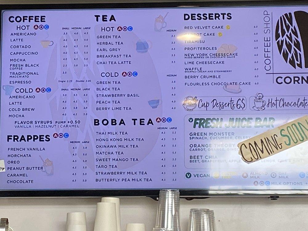 Menu at Coffee Shop Corner desserts, Carlsbad