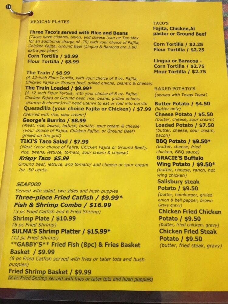 Menu at Frank's Taco Station restaurant, Riverside