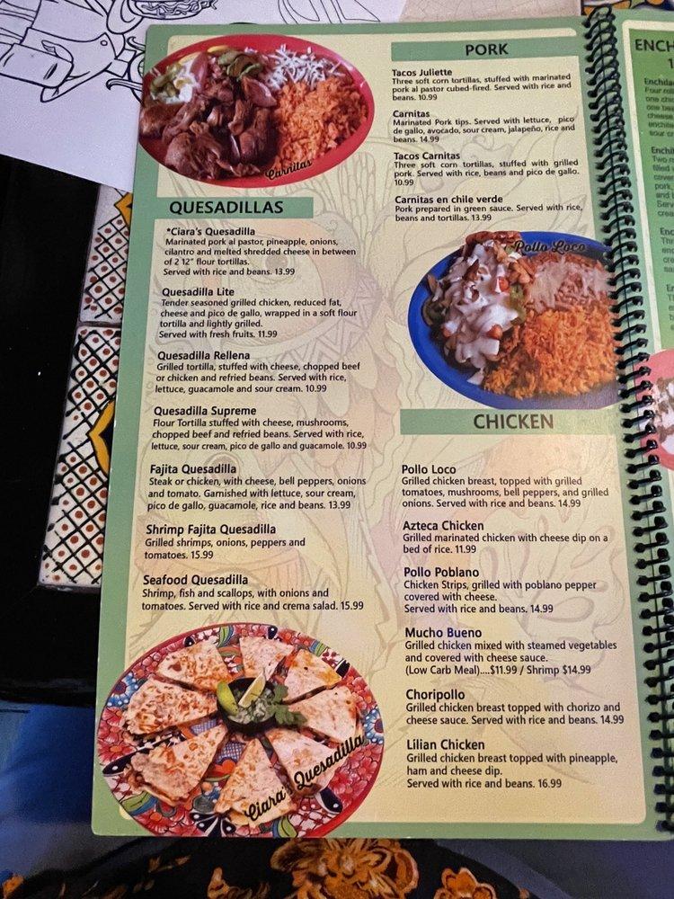 Menu at Lime Tequila restaurant, Port Charlotte