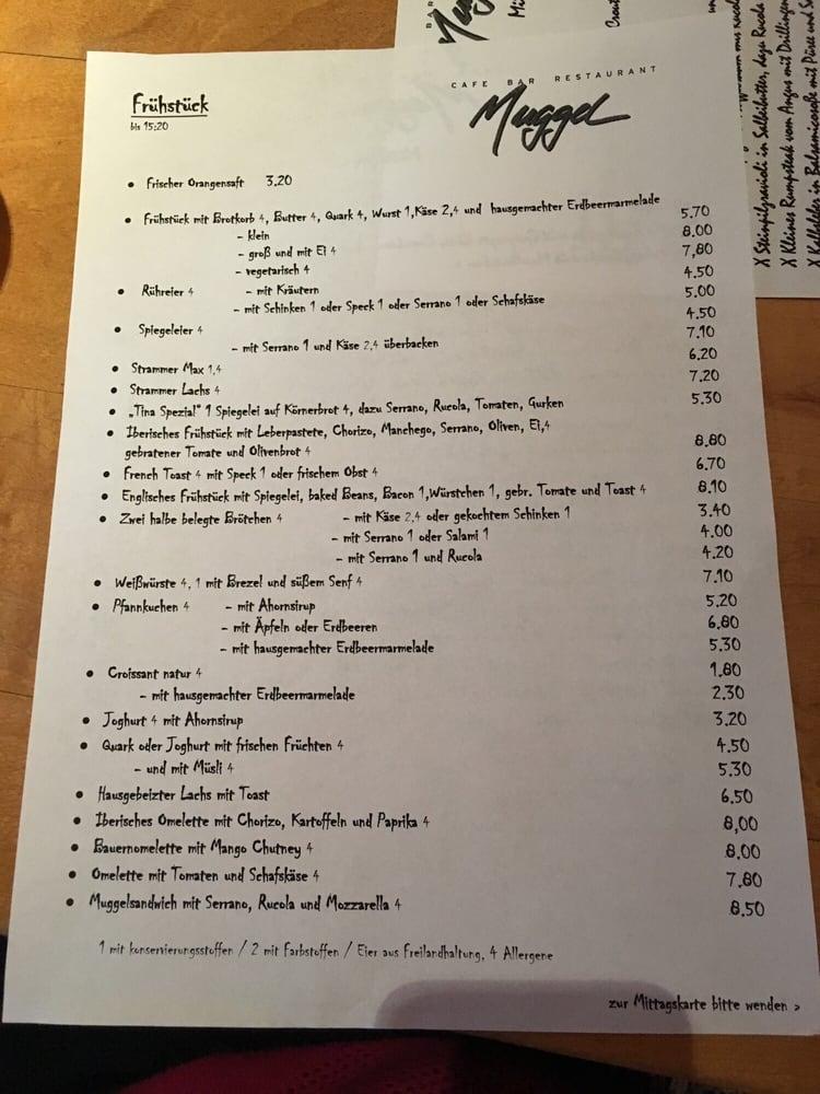Speisekarte von Muggel - Cafe - Bar - Restaurant, Düsseldorf