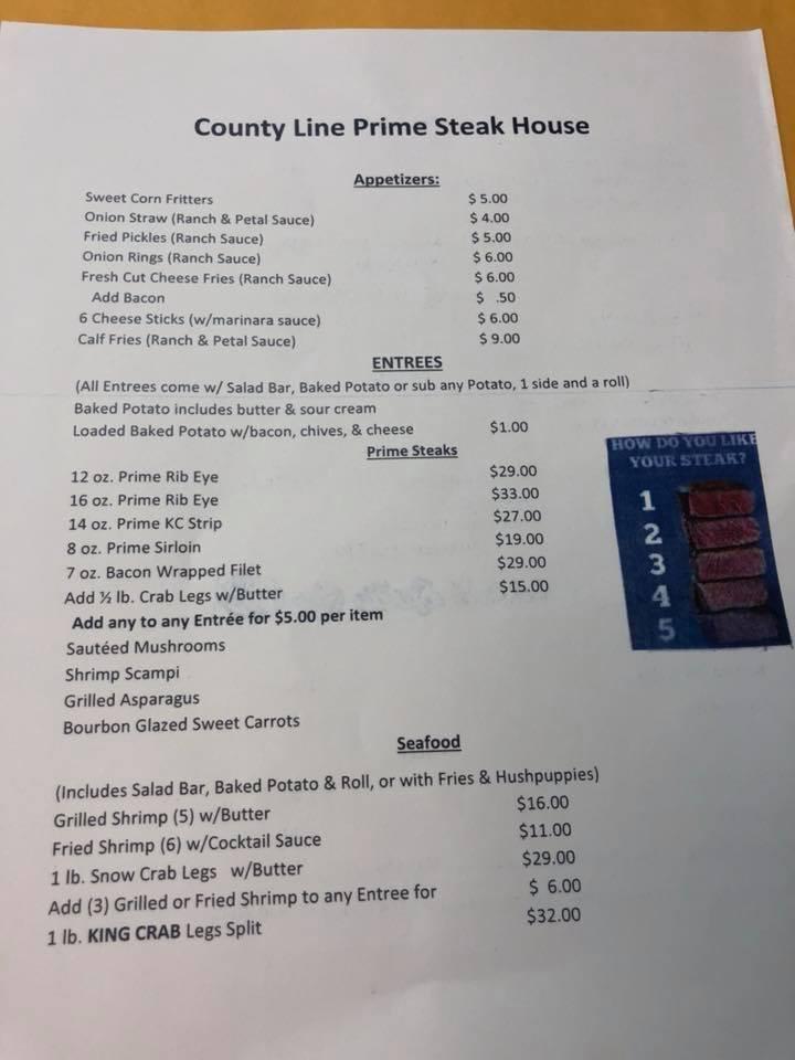 Menu at Countyline Tacos & Beer steakhouse, Okarche, 226 W Oklahoma Ave