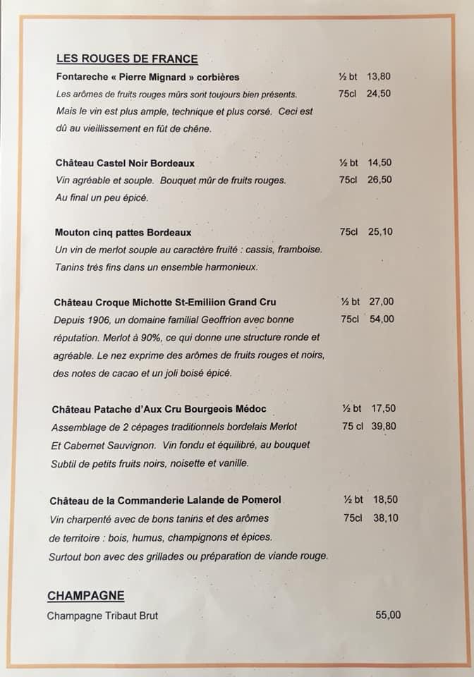 Menu At Rose Des Sables Tournai