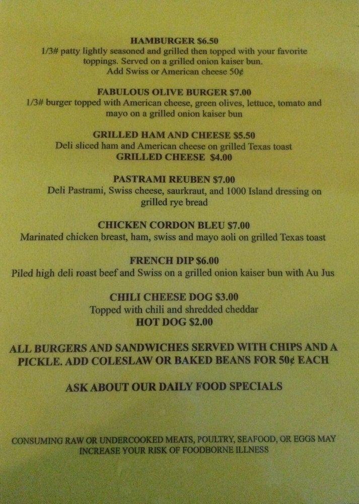 Menu at Conklin Bar, Conklin