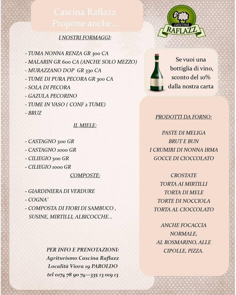 Menu di Cascina Raflazz 