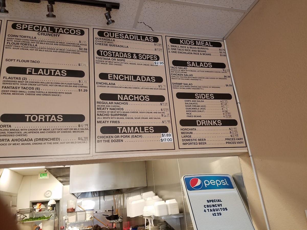 Menu at Veronica's Taqueria restaurant, Yuba City, 540 Bogue Rd