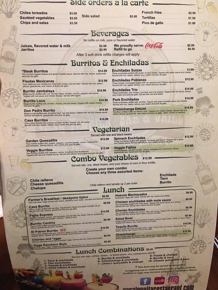 Menu at Casa Tequila Bar & Grill, Purcellville