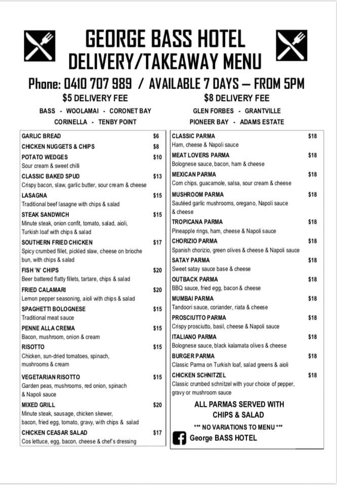 Menu at BASS HOTEL pub & bar, Bass