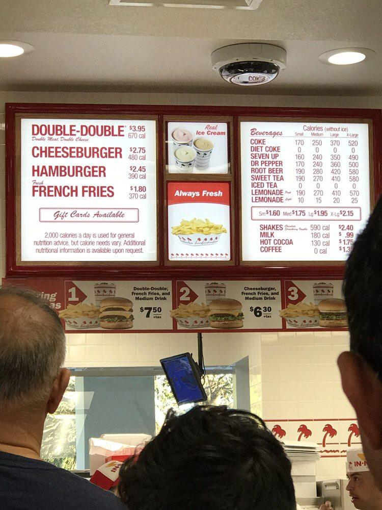 Menu at In-N-Out Burger fast food, Stafford