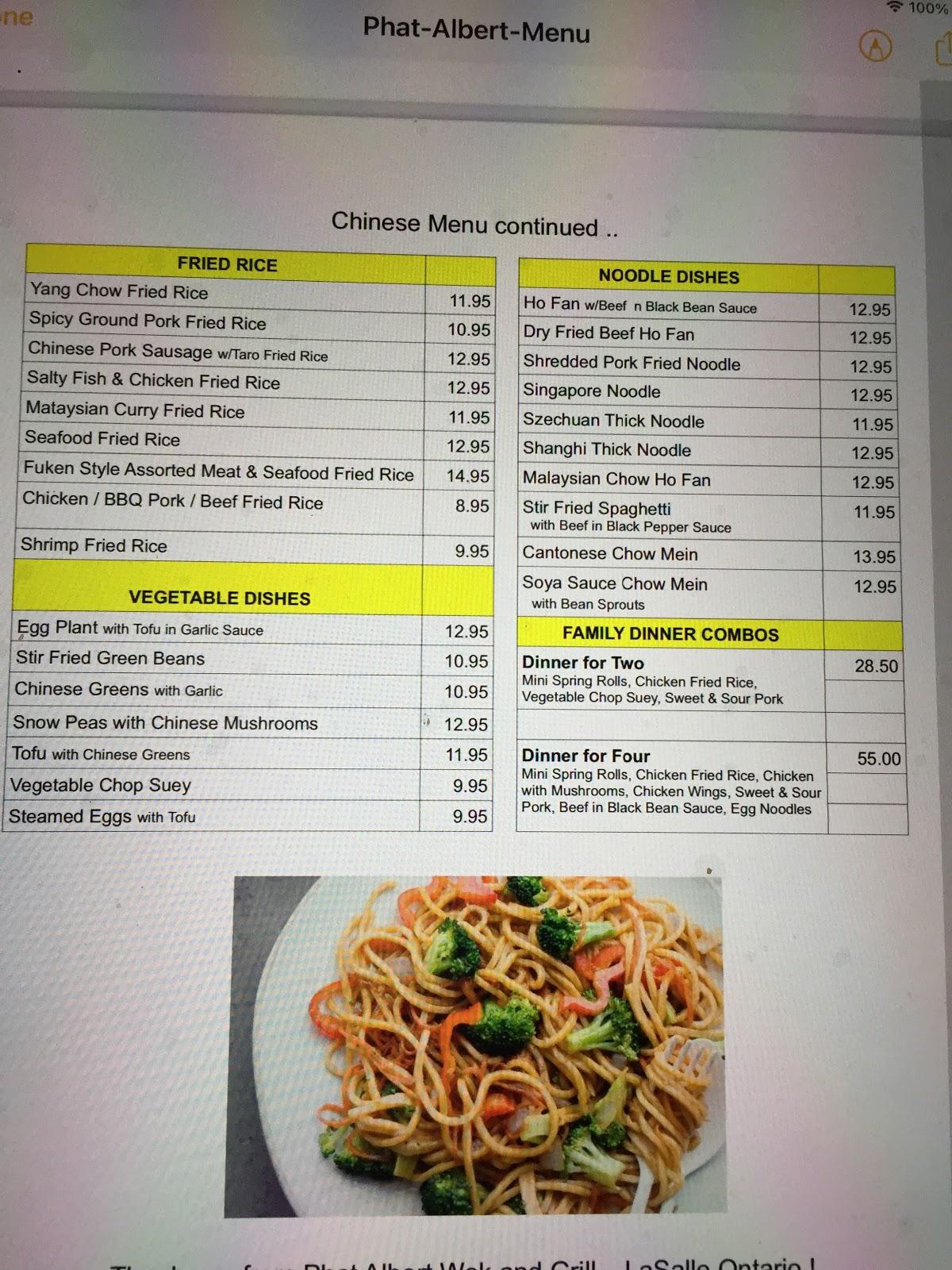 Menu at Phat Albert Wok & Grill restaurant, LaSalle