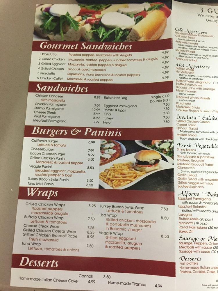 Menu at 3 Guys Pizzeria, Belleville, 366 Franklin Ave