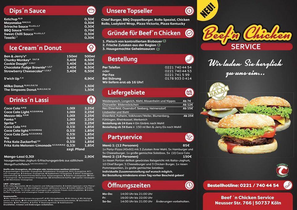 Speisekarte von Chicken Service restaurant, Köln, Neusser Str. 766