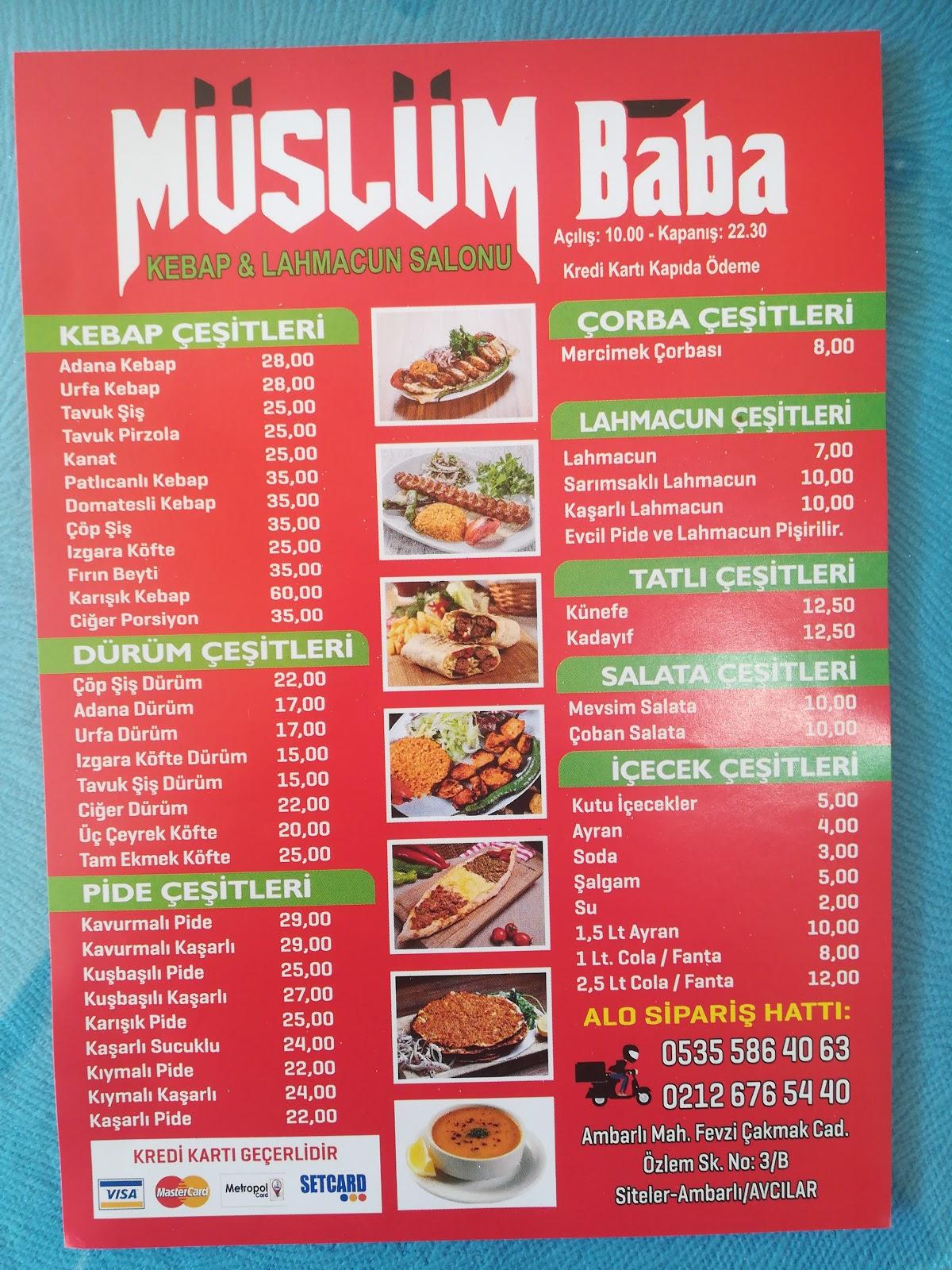 Carta De M Sl M Baba Kebap Lahmacun Estambul