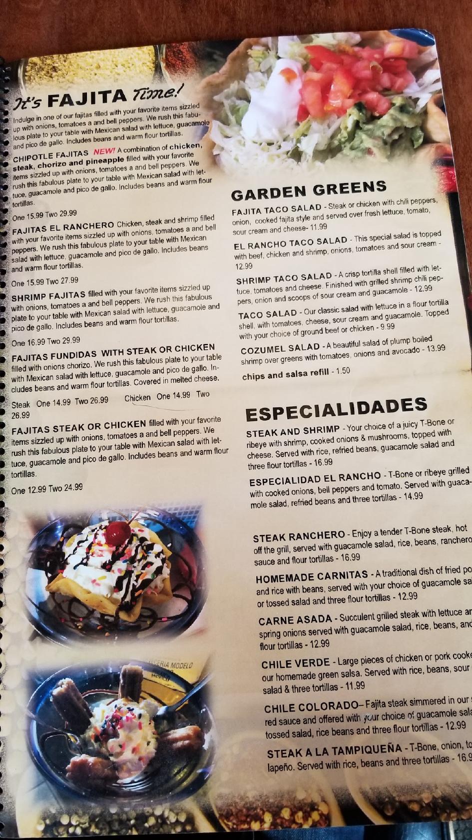 Menu at Las Maracas restaurant, East Jordan