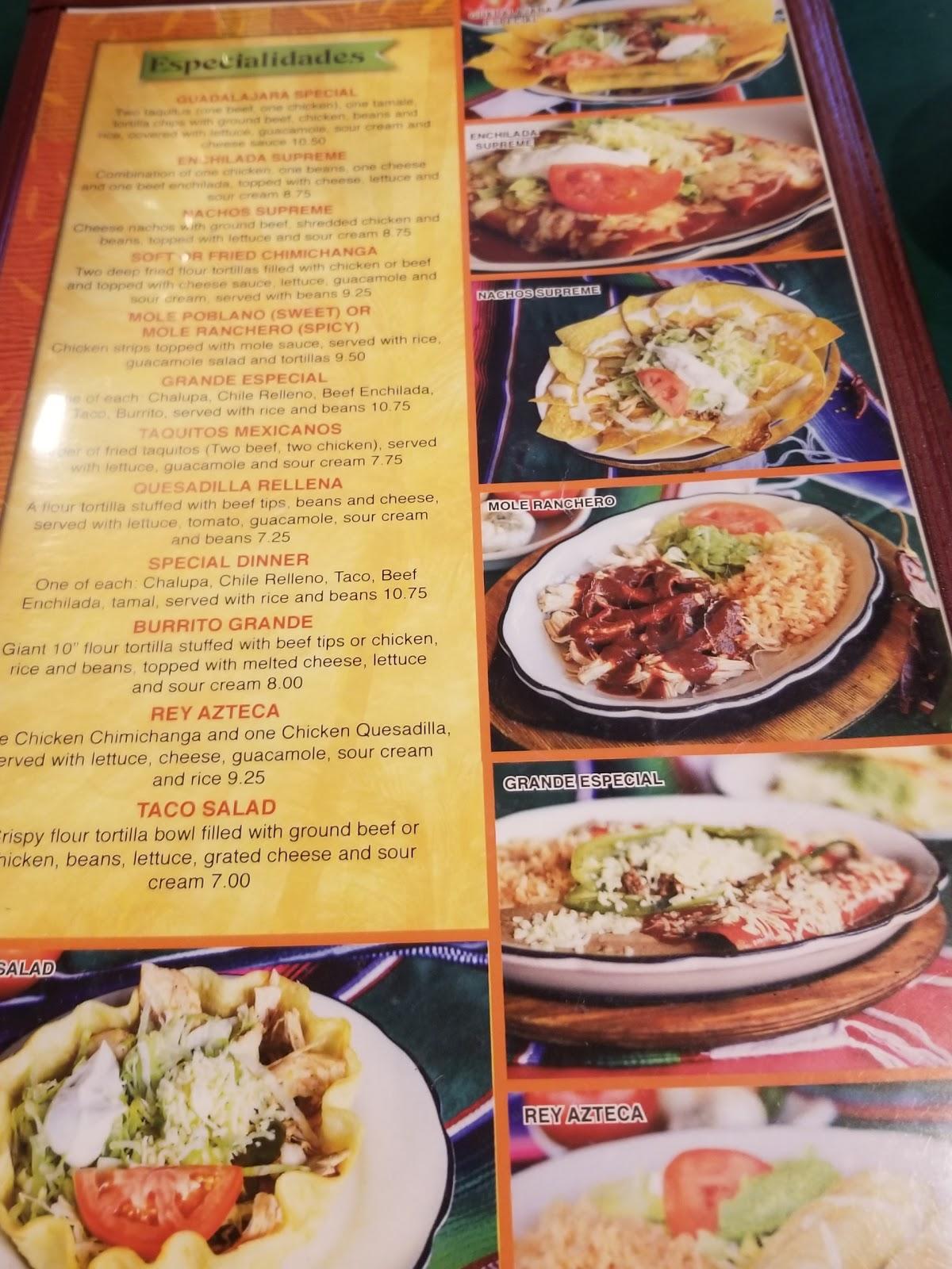 Menu at Los Cocos restaurant, South Hill