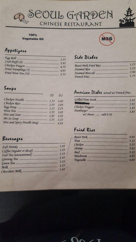 Menu at Seoul Garden restaurant, Oak Harbor