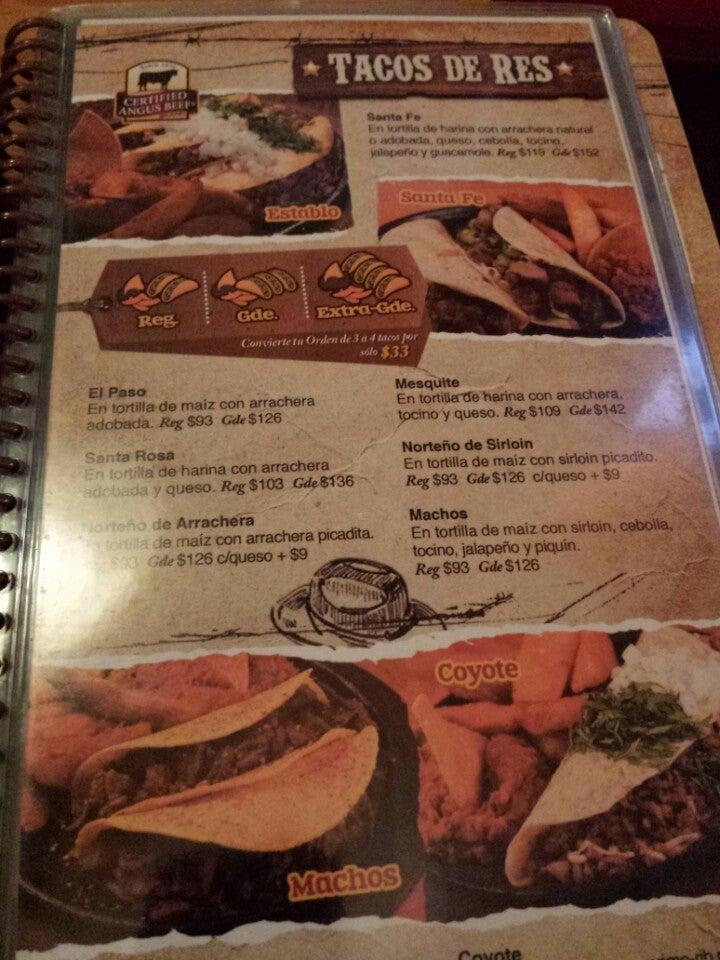 Carta del restaurante El Papalote Taco & Grill San Jerónimo, Monterrey