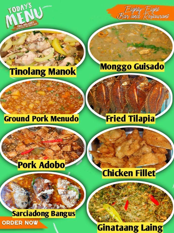 Menu at Eighty Eight Restaurant, Pasay
