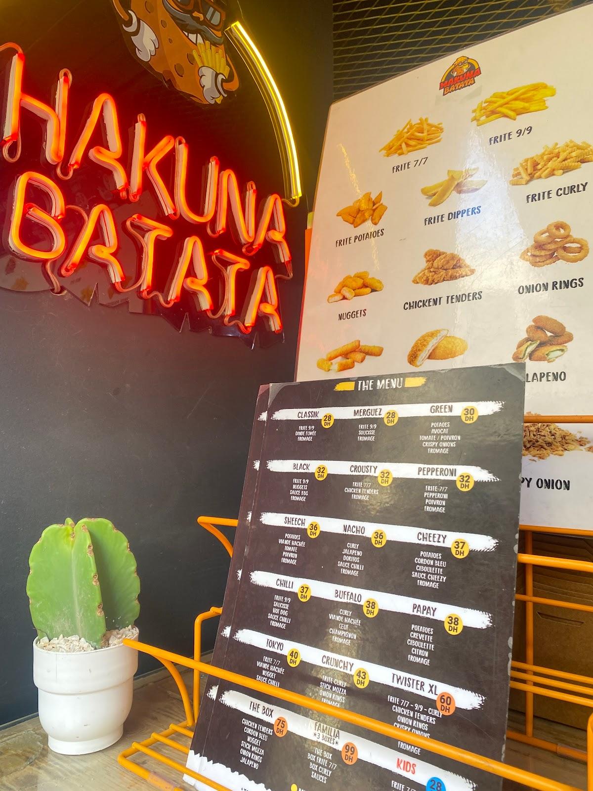 Menu Au Hakuna Batata Friterie Restaurant Tanger