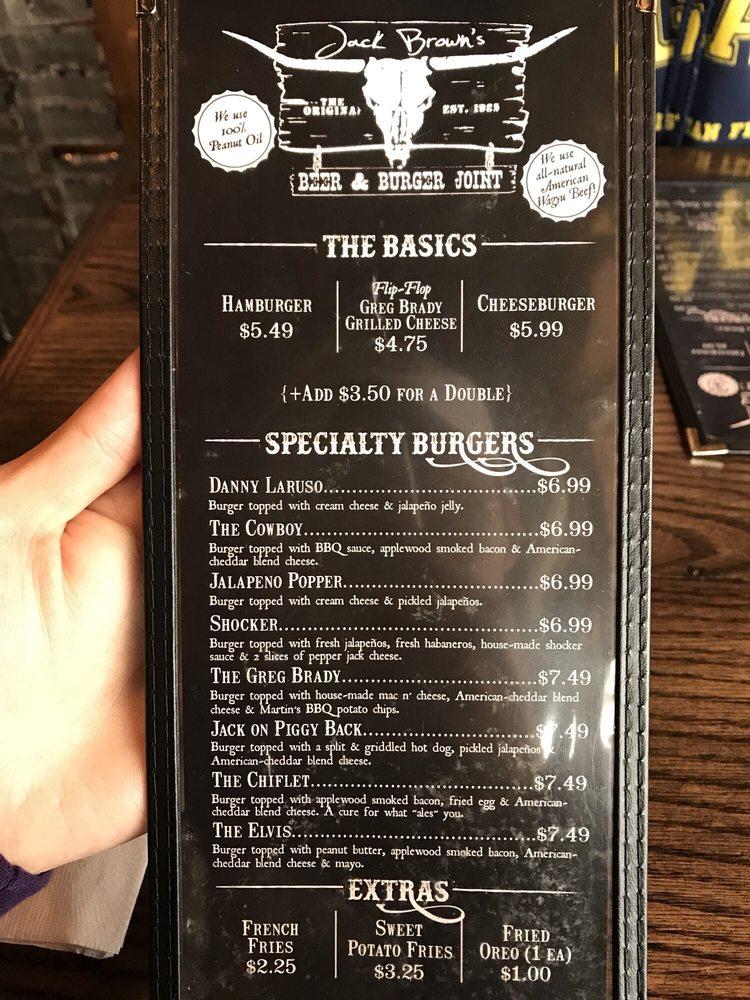 Menu at Jack Brown's Beer & Burger Joint Harrisonburg restaurant
