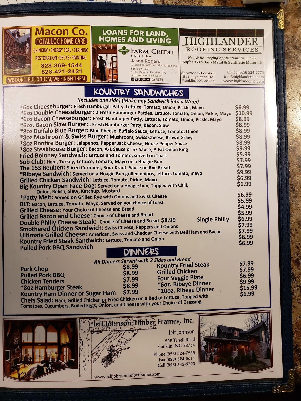 Kountry Kitchen Menu Franklin Nc Wow Blog