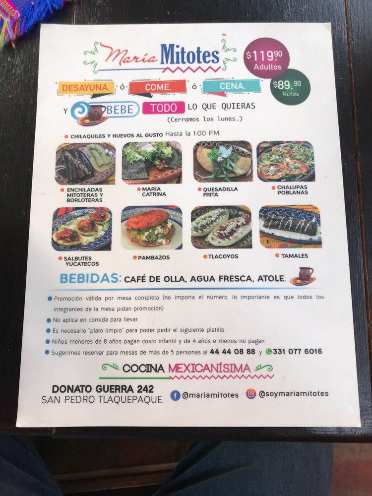 Carta del restaurante Maria Tamales, San Pedro Tlaquepaque, Donato