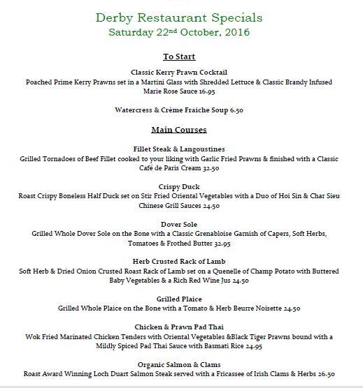 Menu at The Bay Leaf restaurant, Newbridge