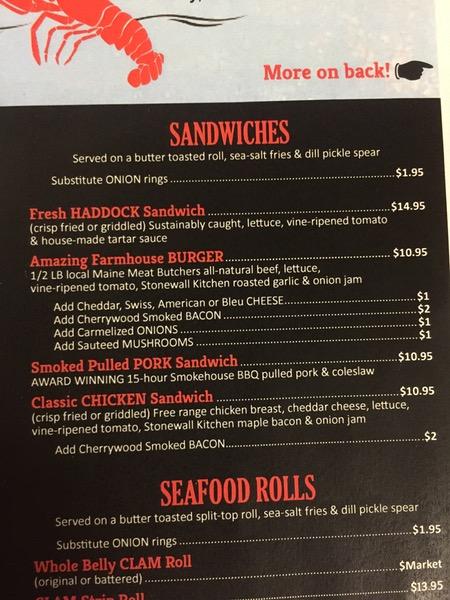 Menu at The Lobster Pot restaurant, Kittery