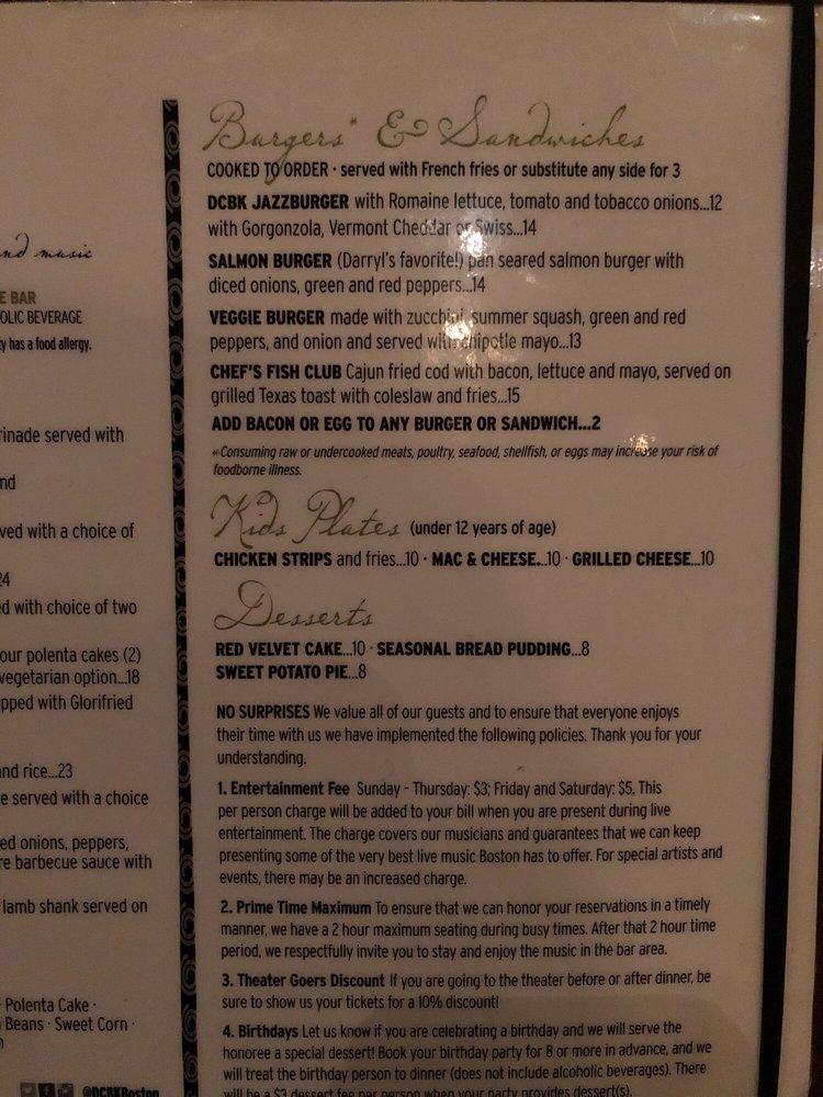 Menu at Darryl's Corner Bar & Kitchen, Boston