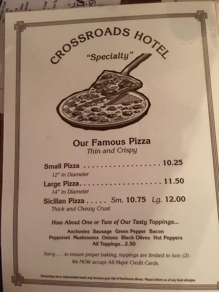 Menu at Hellertown Crossroads Hotel pizzeria, Hellertown