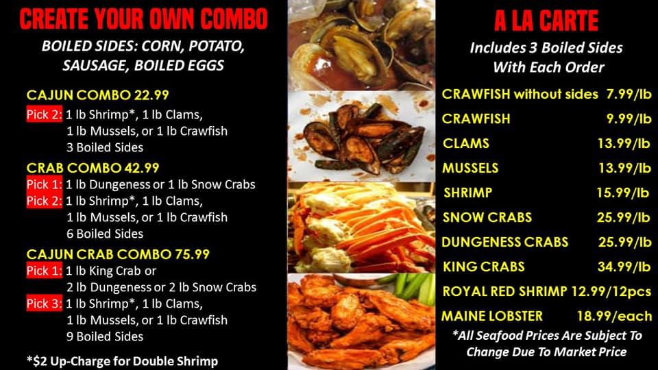 Menu at Cajun Crab House Seafood Restaurant, Columbia