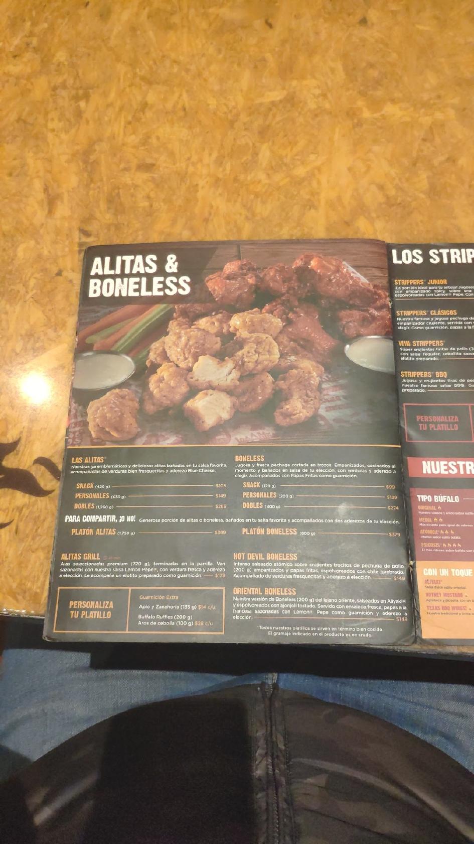 Carta del restaurante Las Alitas Portal Vallejo, Ciudad del México, Calzada  Vallejo 296