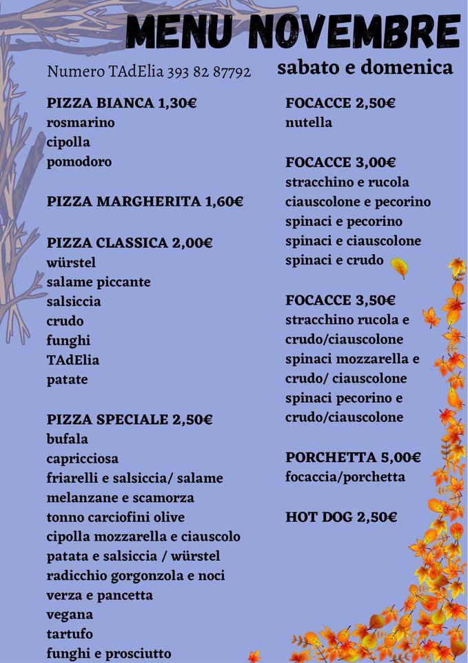 Menu di TAdElia pizza 