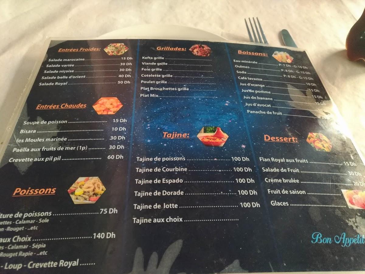 Menu de Belle d'Orient