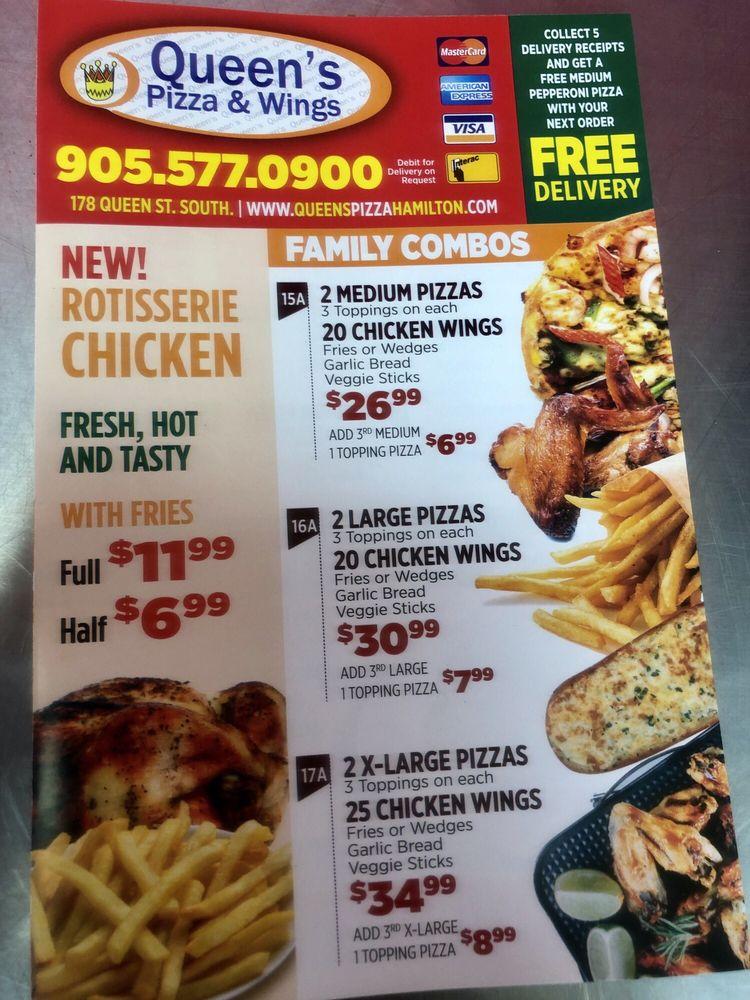 Menu at Queen's Pizza & Wings pizzeria, Hamilton, 178 Queen St S
